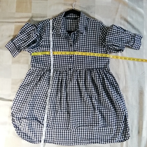Zara black & white gingham flannel tunic/dress M - Picture 2 of 6